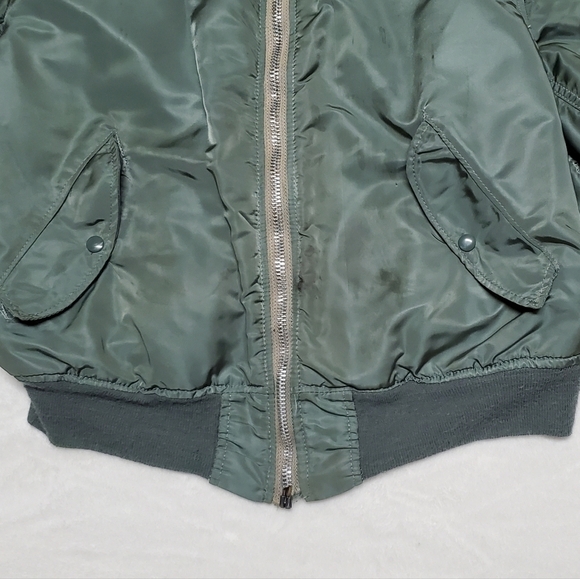 VINTAGE 80s US Army Green Orange Reversible Flyers Jacket Flight Jacket Airforce - Picture 6 of 16